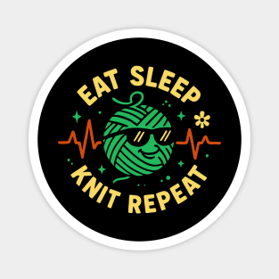 Eat Sleep Knit Repeat Funny Yarn Design Magnet